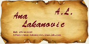 Ana Lakanović vizit kartica